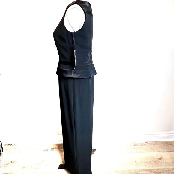 NWT Jones New York Stunning Black Formal Long Maxi Dress Satin Trim Women Size 4 - Picture 3 of 10